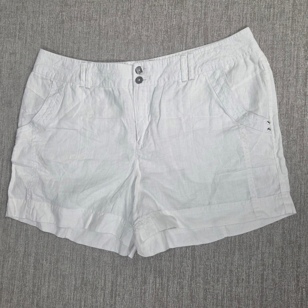 INC International Concepts Women's White 100% Linen Shorts Large Size 12